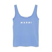 Blauw Mouwloos Scoop Neck T-shirt Marni , Blue , Dames