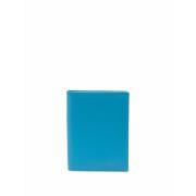 Blauwe Leren Bi-Fold Portemonnee Comme des Garçons , Blue , Heren