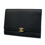 Pre-owned Leather wallets Chanel Vintage , Black , Dames