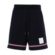 Blauwe Jersey Shorts met Logo Patch Thom Browne , Blue , Heren