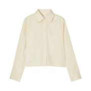 Geknipte blouse in katoenen poplin shirt geel Closed , Yellow , Dames