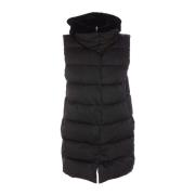 Zwarte mouwloze gewatteerde bodywarmer met nepbont Herno , Black , Dam...