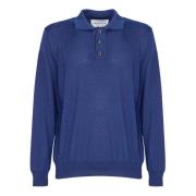 Blauwe Polo Wollen Trui Lange Mouw Amaránto , Blue , Heren