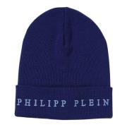 Blauwe Wol Logo Pet voor Mannen Philipp Plein , Blue , Heren