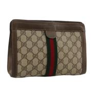 Pre-owned Leather clutches Gucci Vintage , Beige , Dames