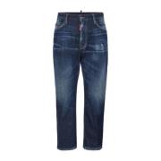 Blauwe Denim Jeans met Logopatch Dsquared2 , Blue , Heren