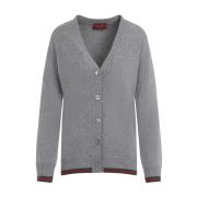 Grijze Melange Cardigan met Webdetail Gucci , Gray , Dames