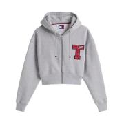 Grijze Zip Sweater Moderne Sportieve Stijl Tommy Jeans , Gray , Dames