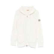 Witte Cable-Knit Classic Hood Jas Ermanno Scervino , White , Dames