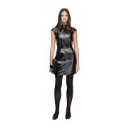 Saffira - Zwarte leren jurk VSP , Black , Dames