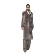 Jennifer - Warm Grijs Shearling Jas Vespucci by VSP , Gray , Dames