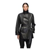 Riley - Zwarte leren jas VSP , Black , Dames