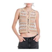 Mesh Stijl Zwart/Beige/Natuurlijk Replay , Beige , Dames