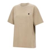 Beige Katoenen T-shirt met Geborduurd Logo Avavav , Beige , Dames