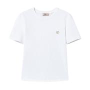 Witte T-shirts en Polos met Logo Twinset , White , Dames