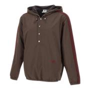 Chocolade Anorak Jas met Bourgondische Piping Adidas , Brown , Heren