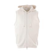 Beige Hoodie Sweater Jersey Katoen Rits Eleventy , Beige , Heren