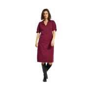 Bordeaux Jurk met Pofmouwen IN Front , Brown , Dames