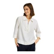 Witte Blouse met ¾ Mouwen en Zachte Kraag IN Front , White , Dames