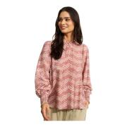 Shirley Blouse met Pofmouwen IN Front , Pink , Dames