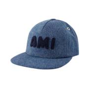 Blauwe Katoenen Trucker Cap Ami Paris , Blue , Unisex