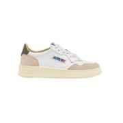 Witte leren sneakers met donkergroene hiel Autry , White , Heren