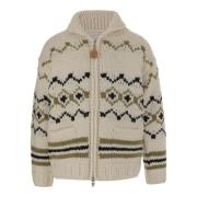 Geometrische Wollen Trui Hoge Kraag Knoopsluiting Woolrich , Multicolo...