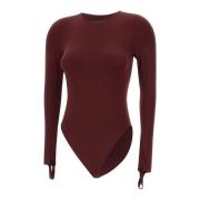 Bordeaux Jersey Bodysuit met Cut-Out Detail Andrea Adamo , Red , Dames