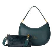 Halvemaan Schoudertas met Nepbont Pouch Braccialini , Green , Dames