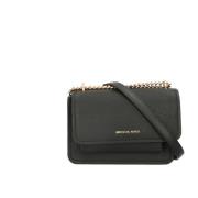 Zwarte leren schoudertas met magneetsluiting Michael Kors , Black , Da...