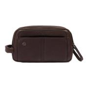 Bruin Leren Heren Beauty Case Piquadro , Brown , Dames