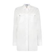 Lange mouwen overhemd met bloemenknopen Prada , White , Dames