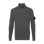 Ribgebreide Rolhals Sweater Stone Island , Gray , Heren