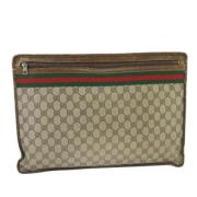 Pre-owned Leather clutches Gucci Vintage , Beige , Dames