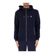 Blauwe Hoodie met Rits Emporio Armani EA7 , Blue , Heren