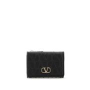 Mini Trifold Portemonnee Valentino Garavani , Black , Dames