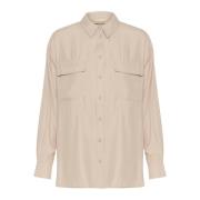 Stijlvolle Crnola Shirt met Zakken Cream , Beige , Dames