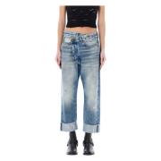 Blauwe Casual Jeans Oversized Stijl R13 , Blue , Dames