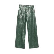 Donkergroene Leren Broek Textuurafwerking Baum und Pferdgarten , Green...