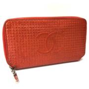 Pre-owned Leather wallets Chanel Vintage , Orange , Dames