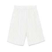 Witte Geplooide Shorts met Zakken Loulou Studio , White , Dames