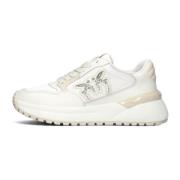 Witte Leren Lage Sneakers Pinko , White , Dames