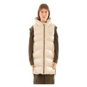 Graffetta Hooded Puffer Vest in Stijl Pinko , Beige , Dames