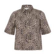 Denim shirt met luipaardprint Kaffe Curve , Brown , Dames