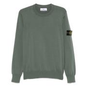 Groene Ribtrui met Badge Stone Island , Green , Heren