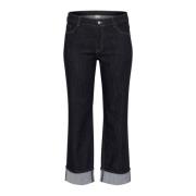 Donkerblauwe Denim Straight Leg Jeans Kaffe Curve , Blue , Dames