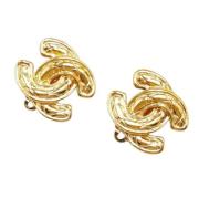 Pre-owned Metal earrings Chanel Vintage , Yellow , Dames