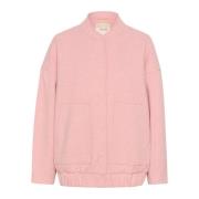 Oversized Bomberjack met Zakken Cream , Pink , Dames