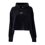 Velours Cropped Hoodie Zwart Nike , Black , Dames