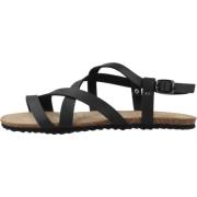 Stijlvolle platte sandalen voor vrouwen Geox , Black , Dames